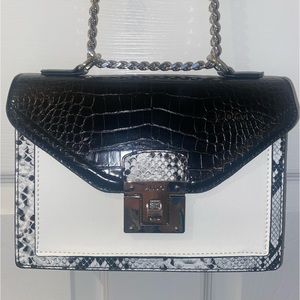 ALDO Black and White Faux Snakeskin Crossbody Purse